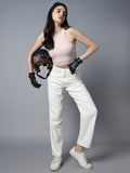 Women Dad Fit High-Rise Clean Look Cotton Jeans