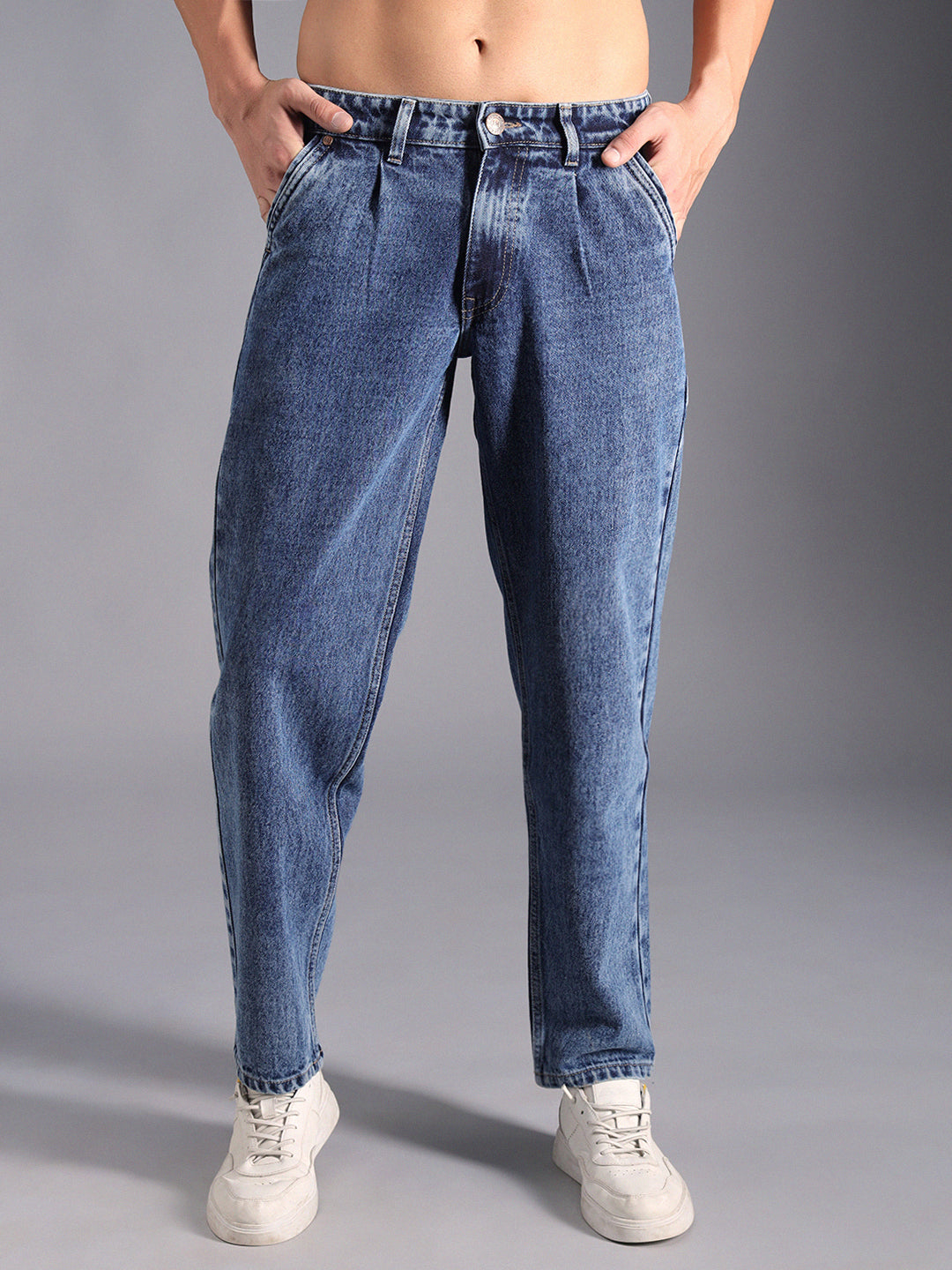 Men Straight Tapered Cotton Fit Jeans