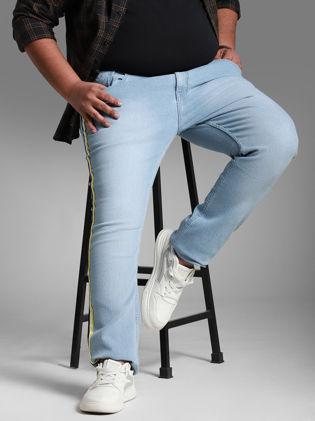 Plus Size Men Slim Fit Light Fade Clean Look Stretchable Jeans