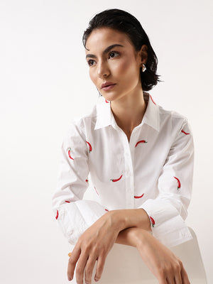Hubberholme Women Comfort Fit Conversational Printed Pure Cotton Casual Shirt