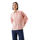 Hubberholme Women Comfort Oversized Fit Vertical Striped Pure Cotton Casual Shirt