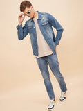 Men Straight Fit Heavy Fade Stretchable Jeans