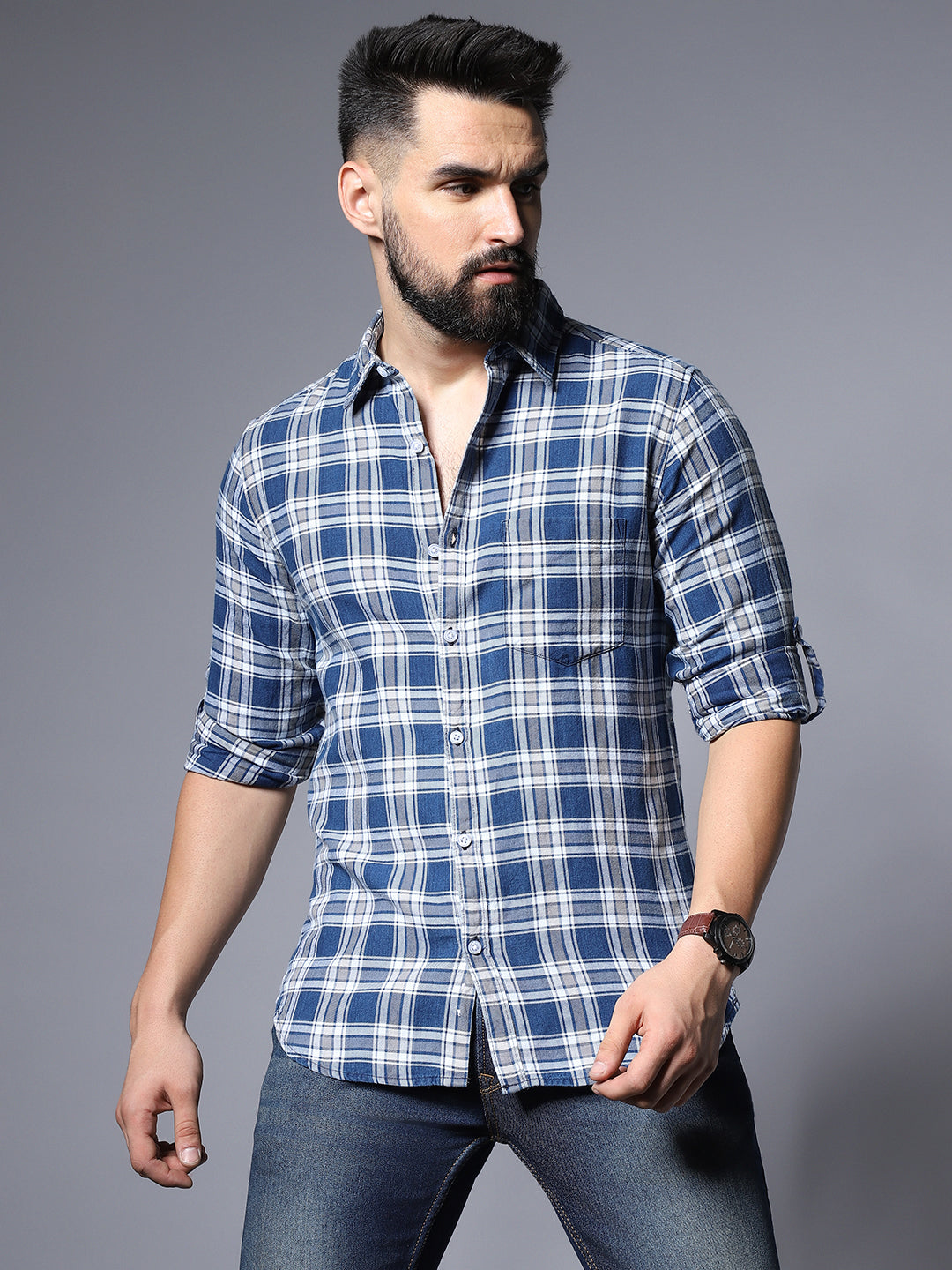 Classic Regular Fit Tartan Checked Pure Cotton Casual Shirt