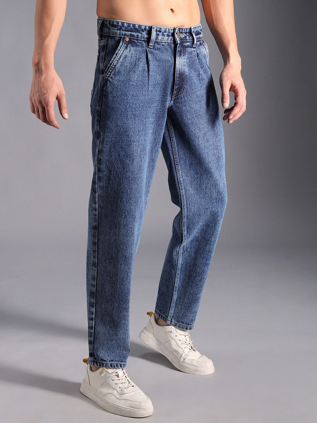 Men Straight Tapered Cotton Fit Jeans