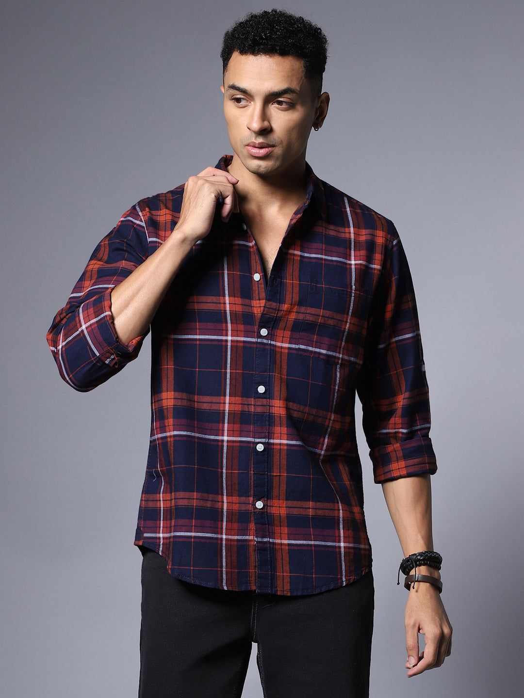 Tartan Checked Pure Cotton Casual Shirt