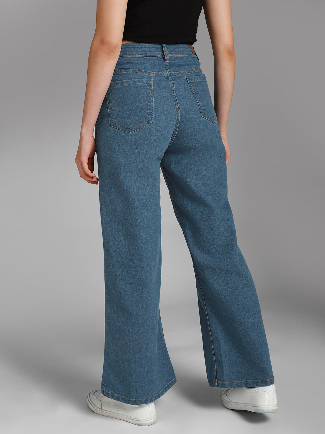 Women Clean lookÂ  Wide Leg High-Rise Stretchable Jeans