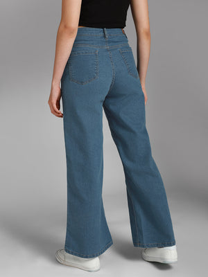 Women Clean lookÂ  Wide Leg High-Rise Stretchable Jeans