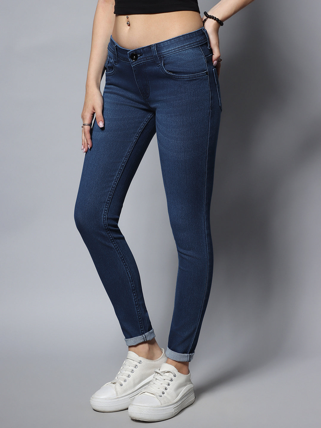 Women Plus Size Blue Slim Fit Mid-Rise Clean Look Stretchable Jeans
