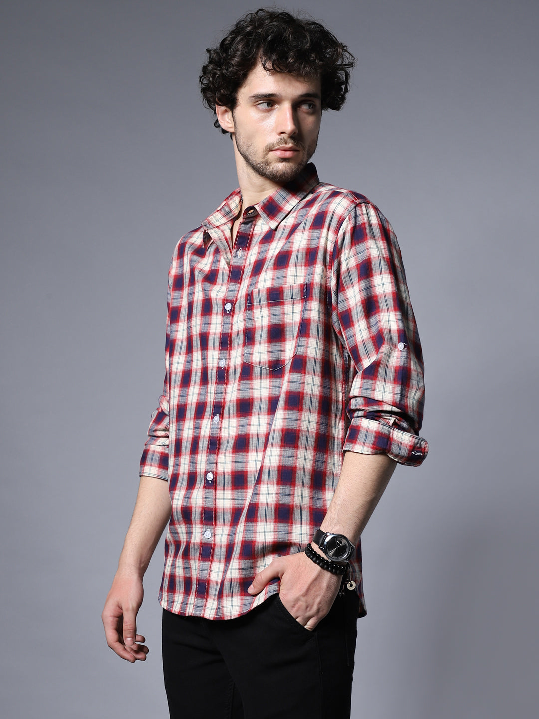 Classic Regular Fit Tartan Checked Opaque Cotton Casual Shirt