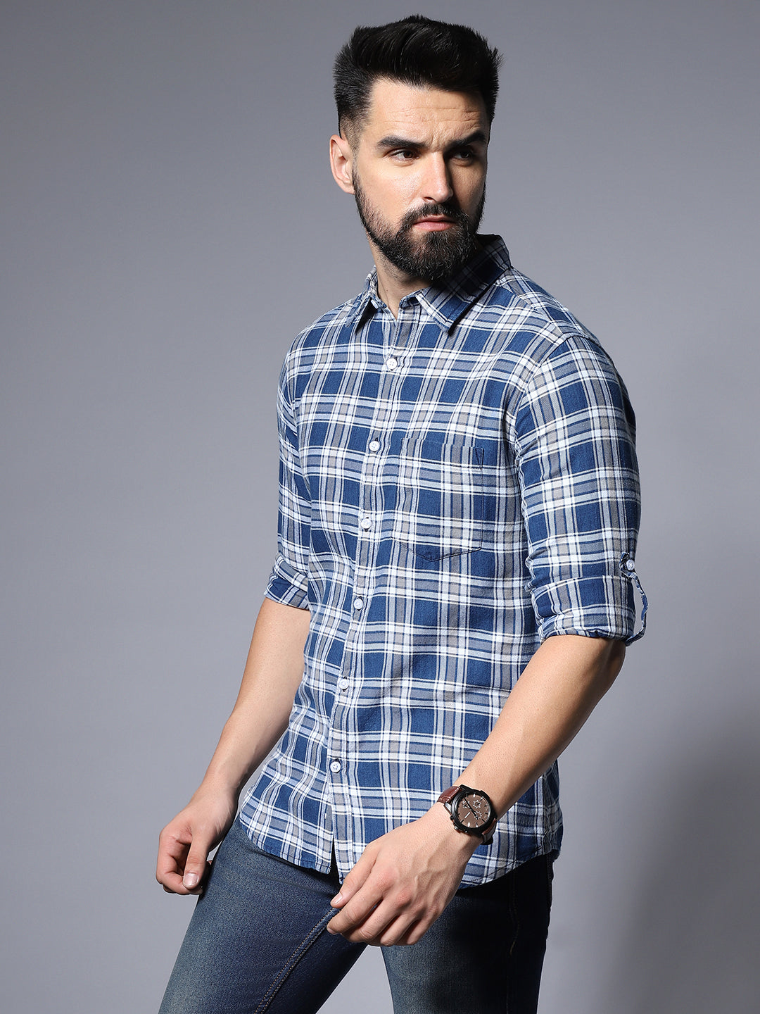 Classic Regular Fit Tartan Checked Pure Cotton Casual Shirt