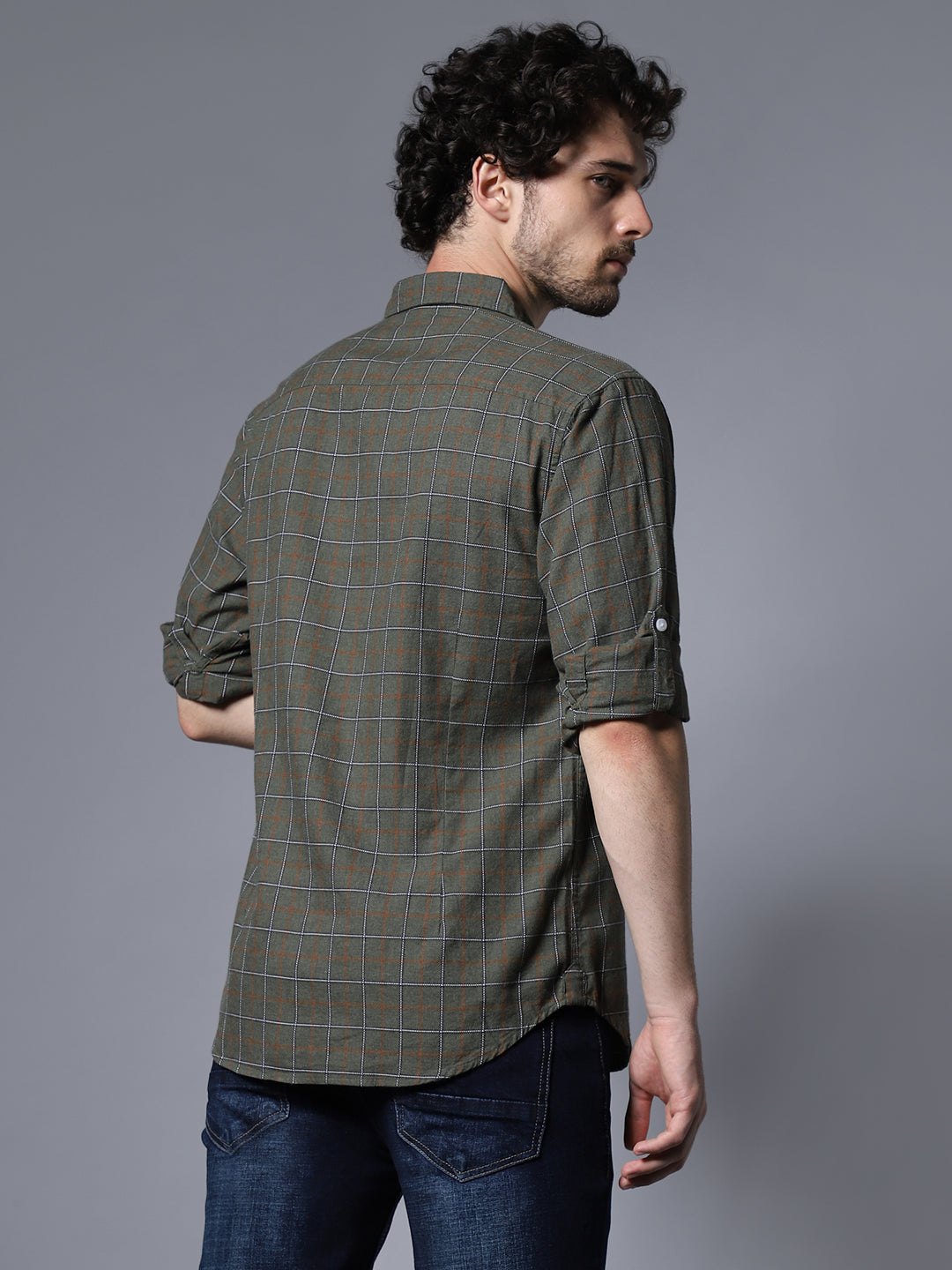 Classic Windowpane Checks Pure Cotton Casual Shirt