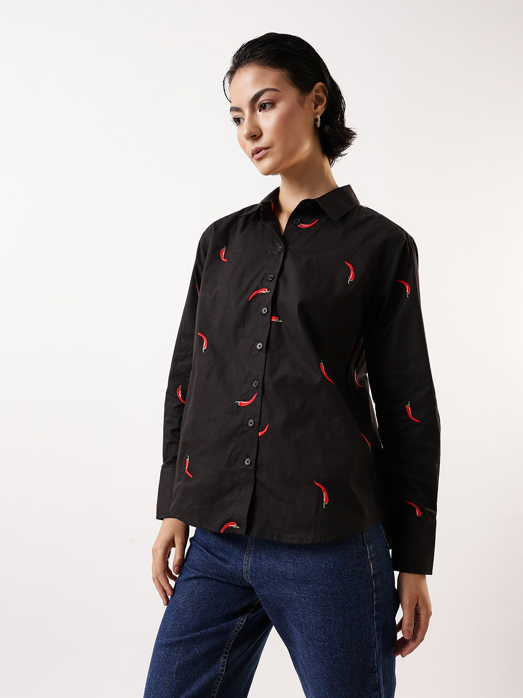 Hubberholme Women Comfort Fit Solid Spread Collar Pure Cotton Casual Shirt