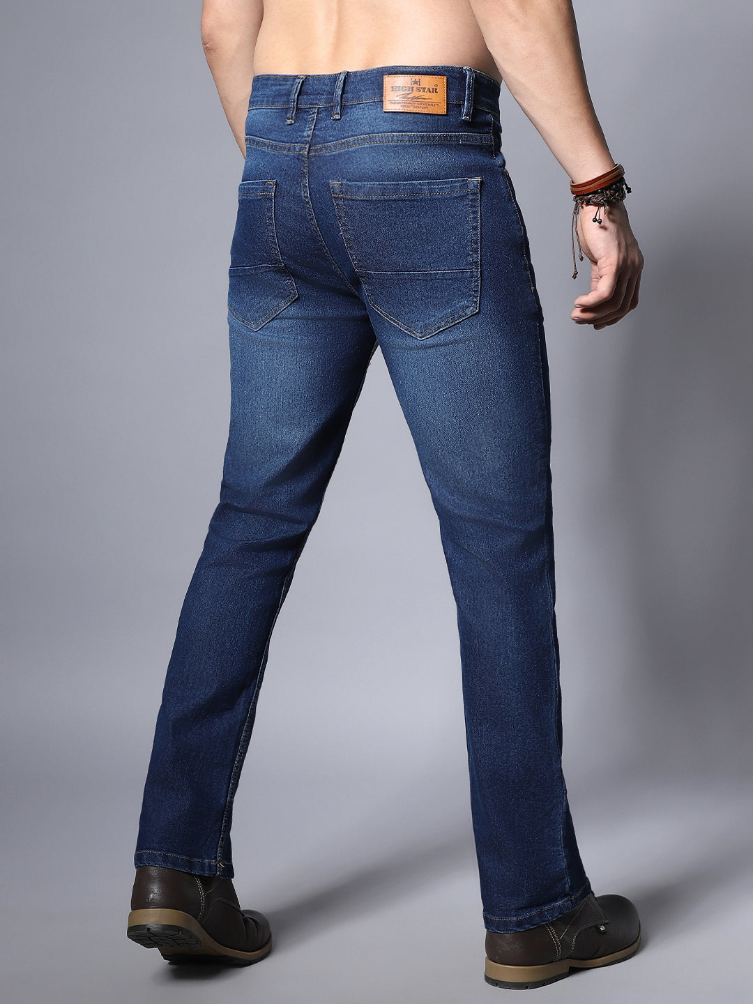 Men Straight Fit Clean Look Light Fade Stretchable Jeans