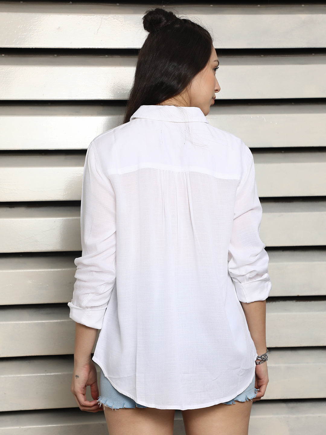 Classic Spread Collar Cotton Oversized Casual Shirt