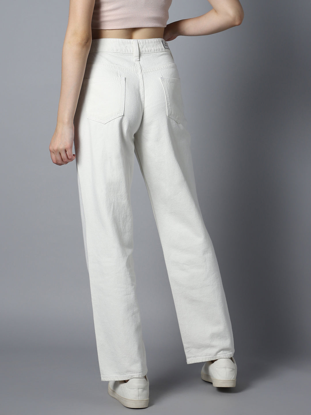 Women Dad Fit High-Rise Clean Look Cotton Jeans