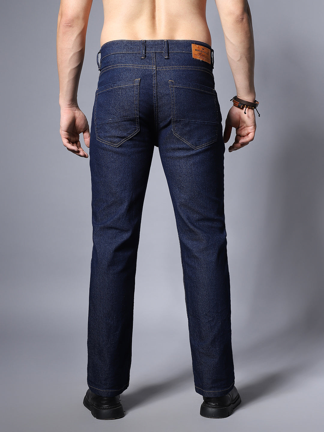Men Blue Straight Fit Mid-Rise Stretchable Jeans