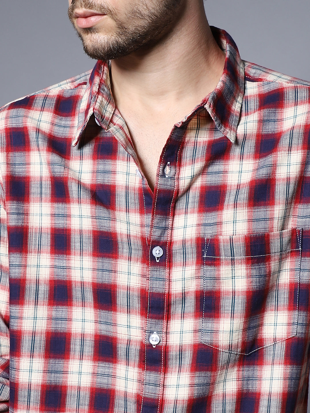 Classic Regular Fit Tartan Checked Opaque Cotton Casual Shirt