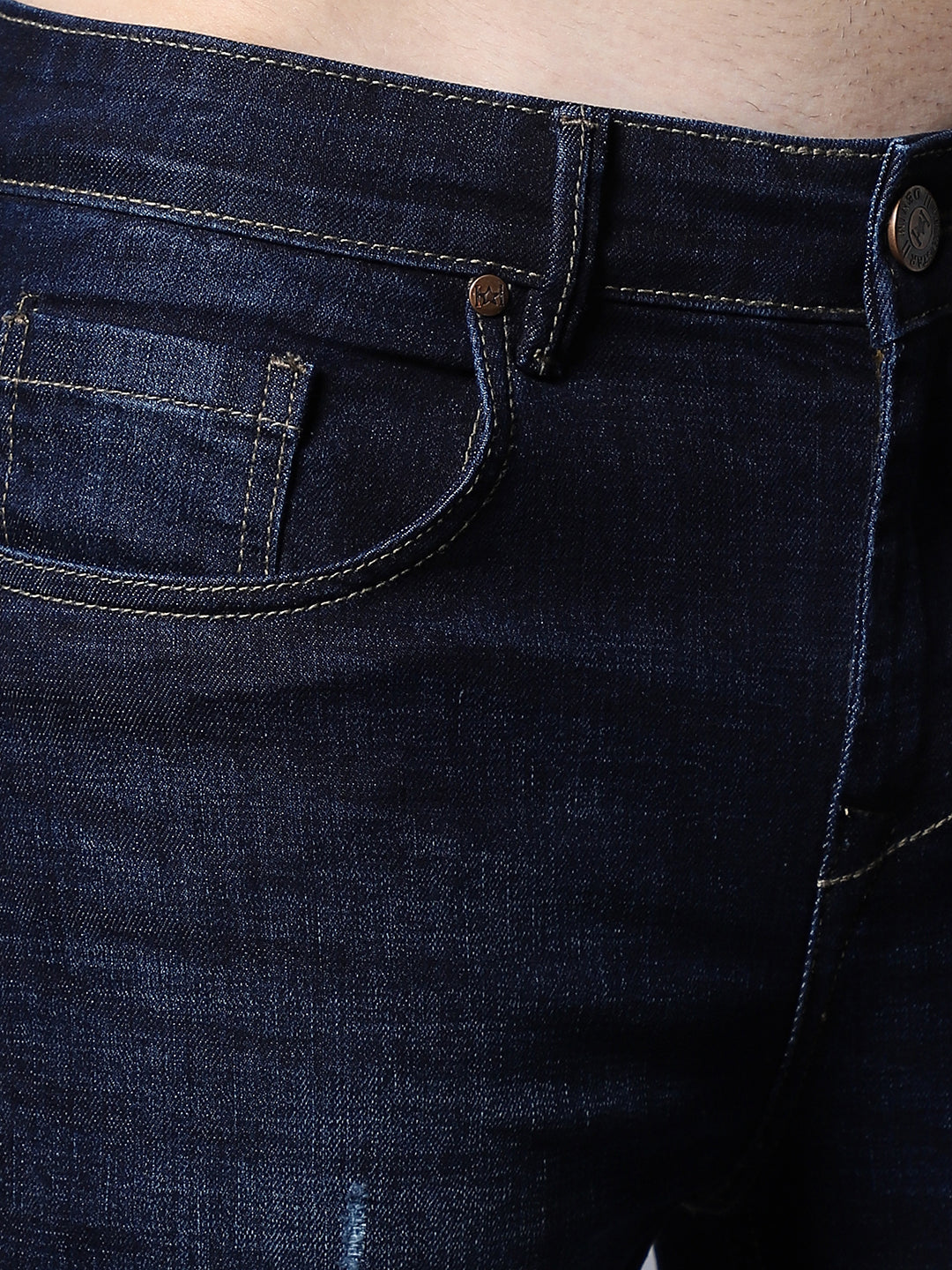 Men Wide Leg Low Distress Cat Scratches Mid-Rise Stretchable Jeans