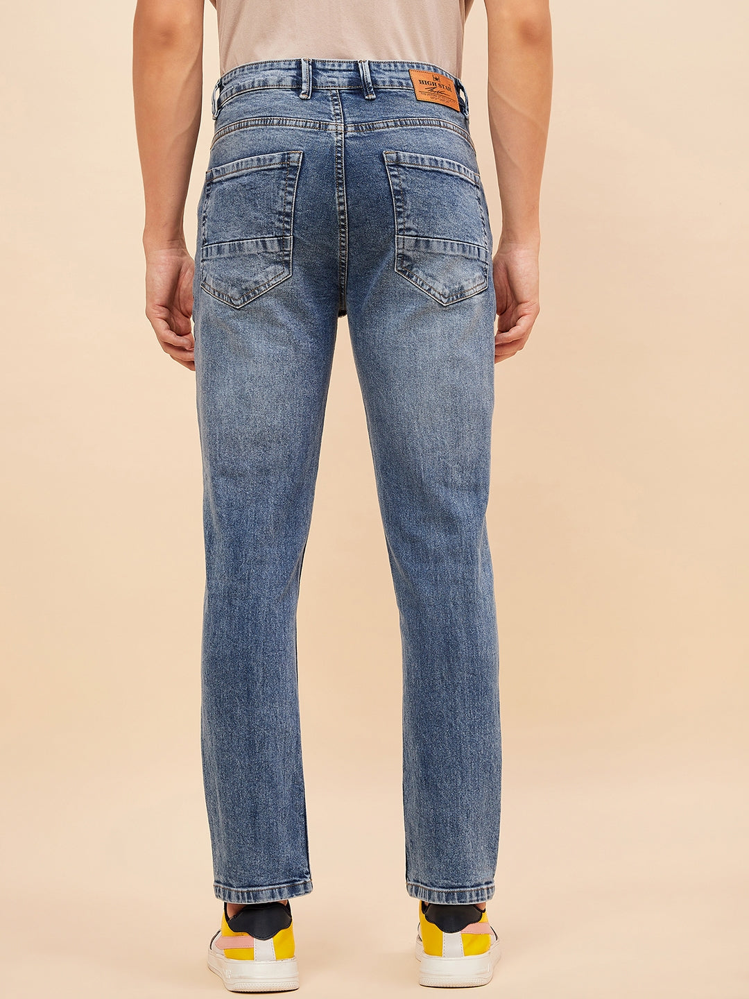 Men Straight Fit Heavy Fade Stretchable Jeans