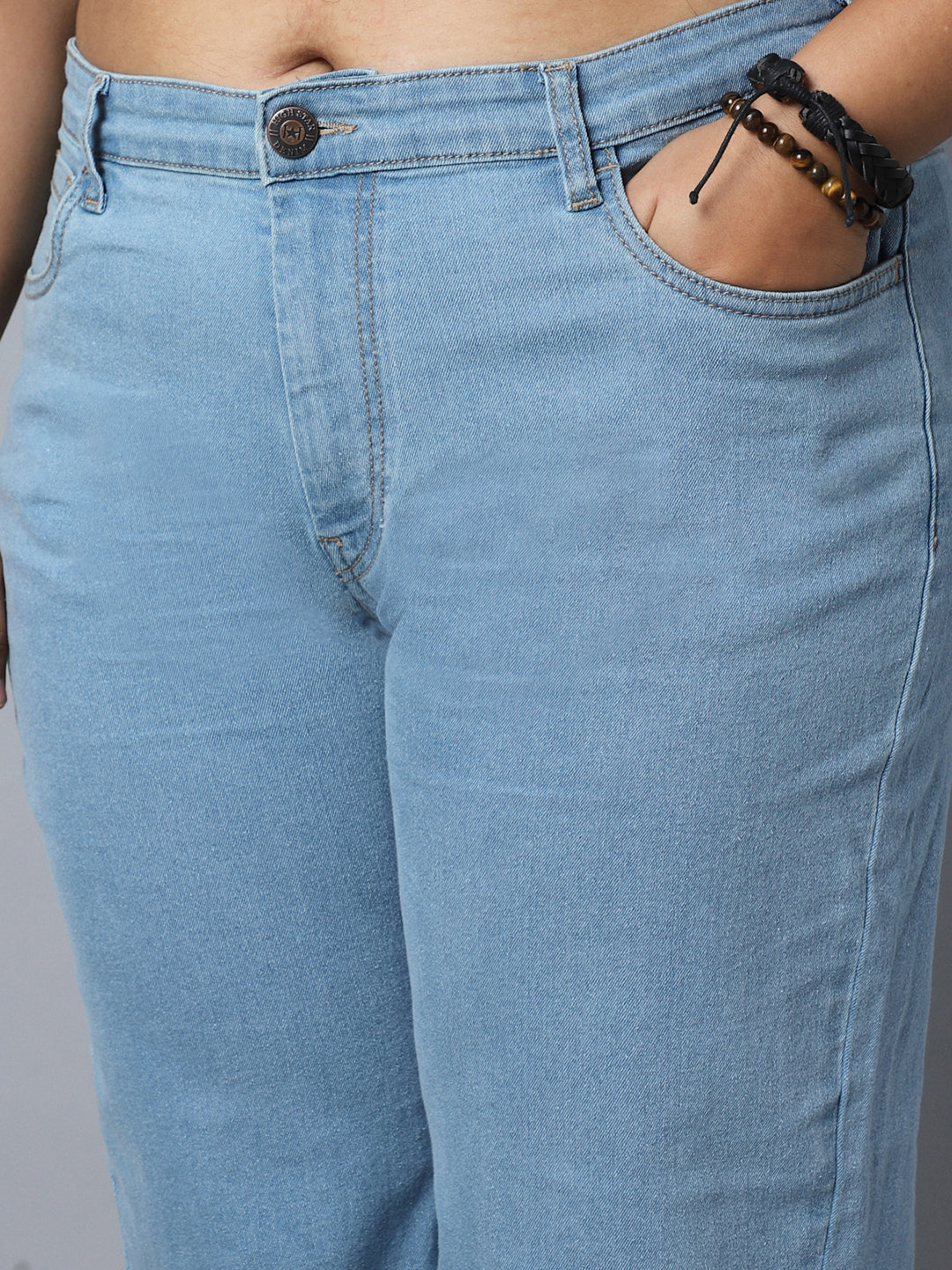 Women Plus Size Dad Fit High-Rise Clean Look Stretchable Jeans