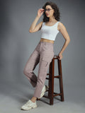 Women Relaxed Straight Leg High-Rise Plain Cargos Trousers