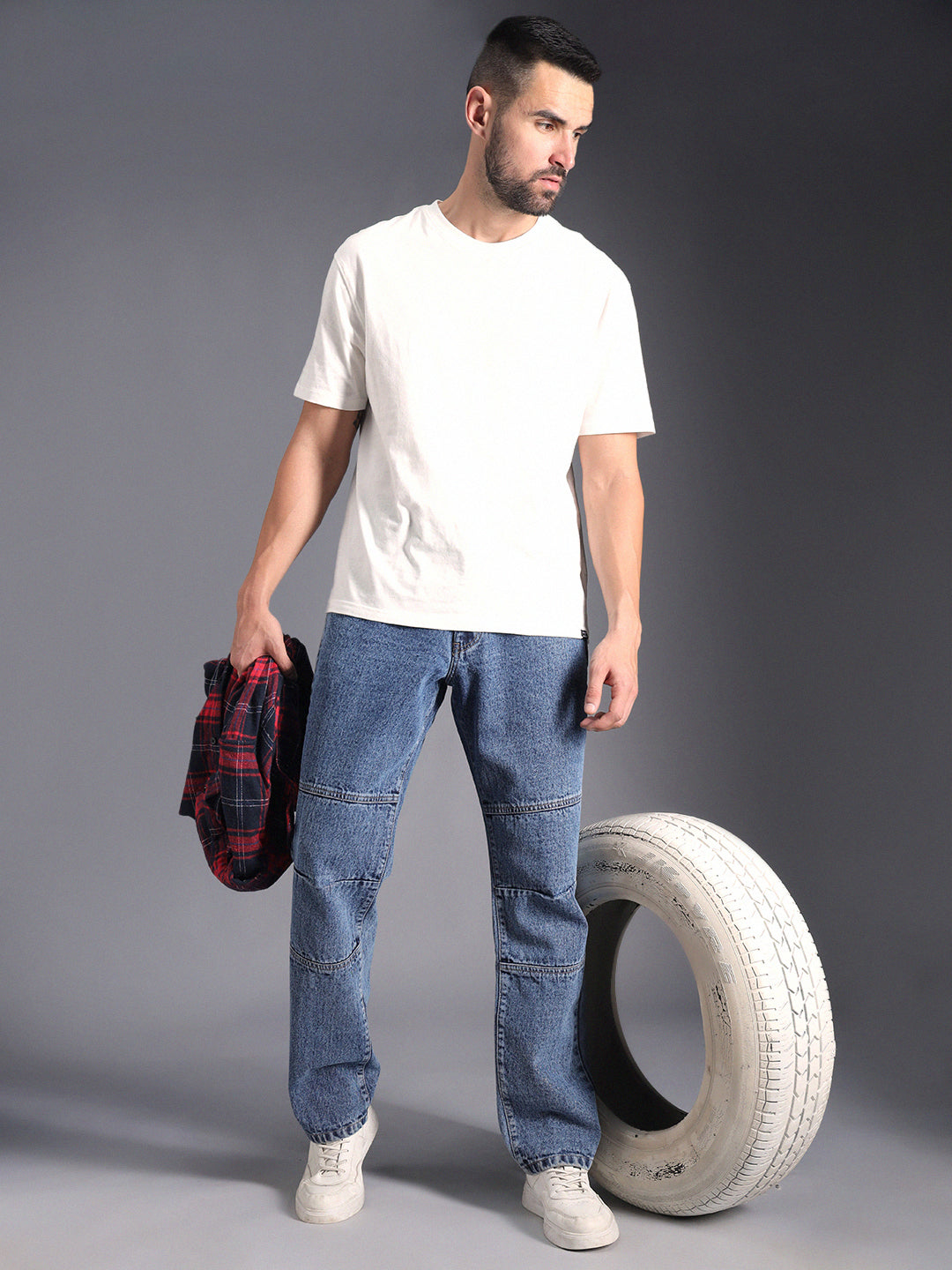 Men Straight Fit Heavy Fade Cotton Jeans