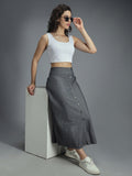 Women regular fit cotton solid Maxi skirt
