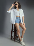 Classic Oversized Self Design Schiffli Pure Cotton Casual Shirt