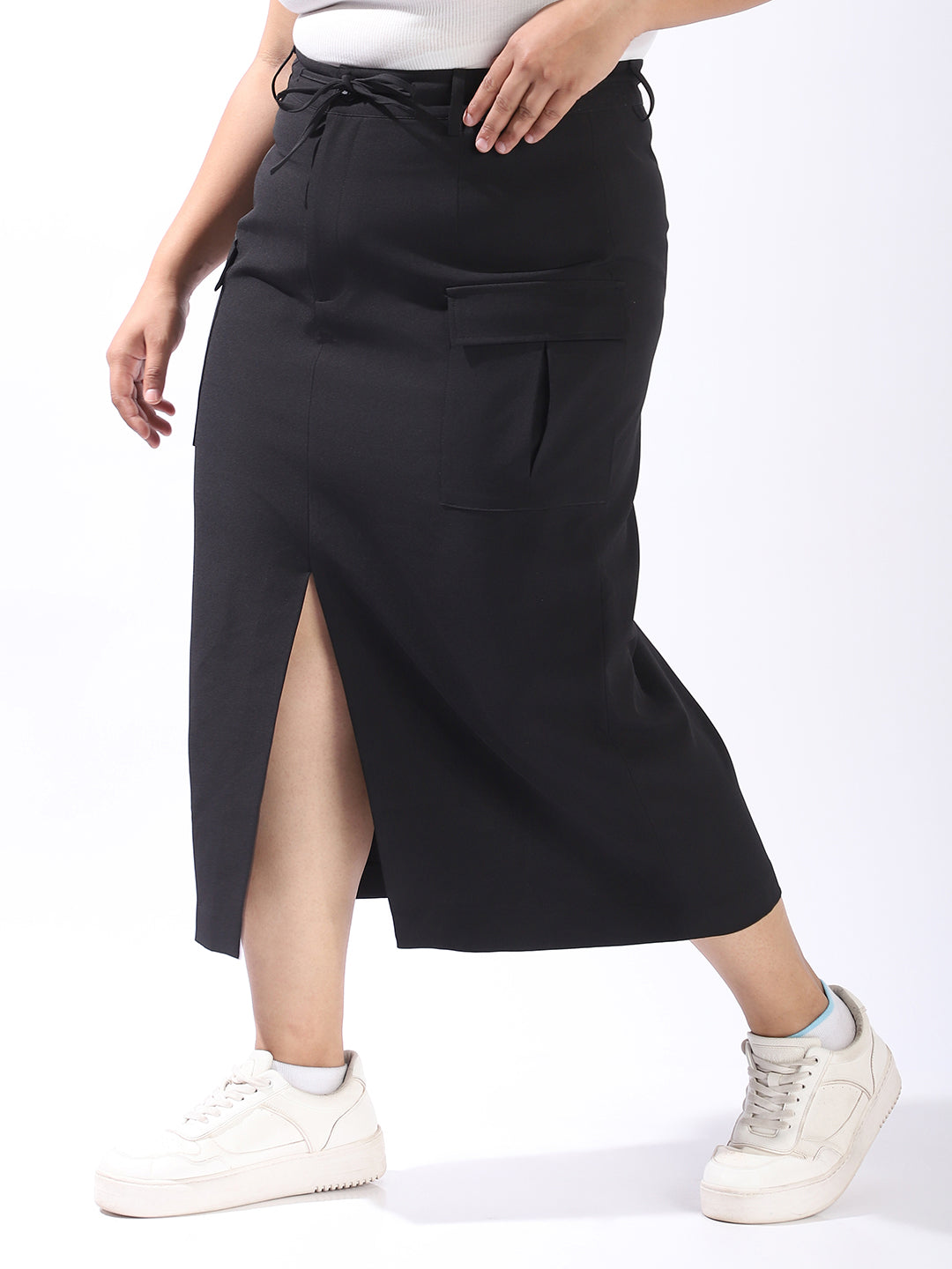 High Star Plus Size Women Midi Cargo Korean Skirt