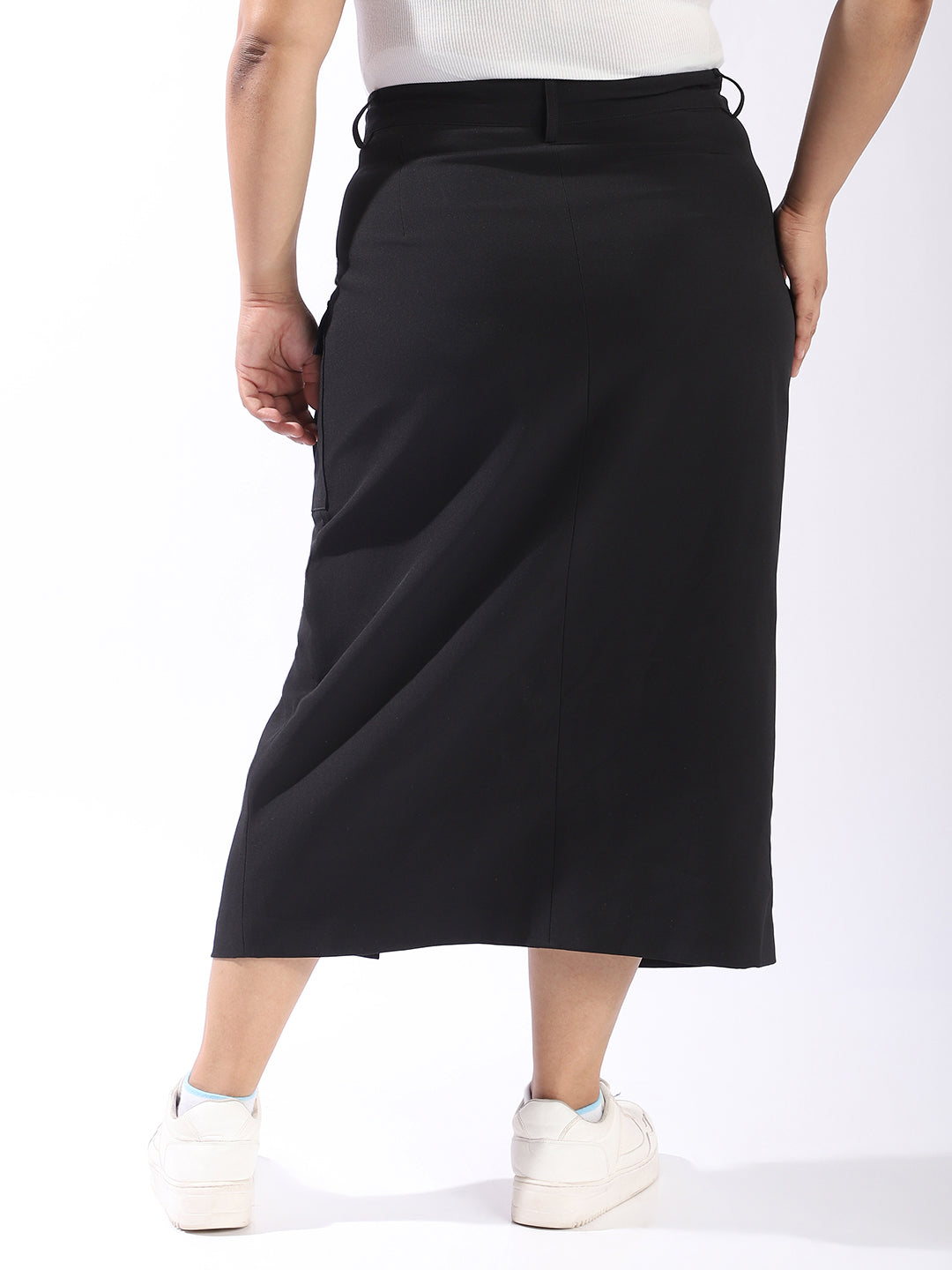 High Star Plus Size Women Midi Cargo Korean Skirt
