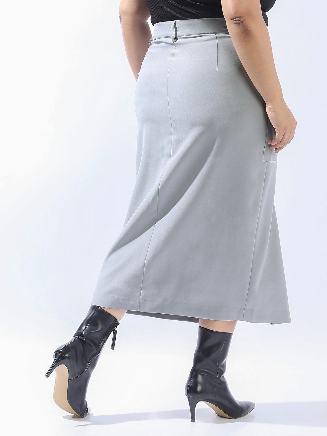 High Star Plus Size Women Midi Cargo Korean Front Slit Korean Skirt