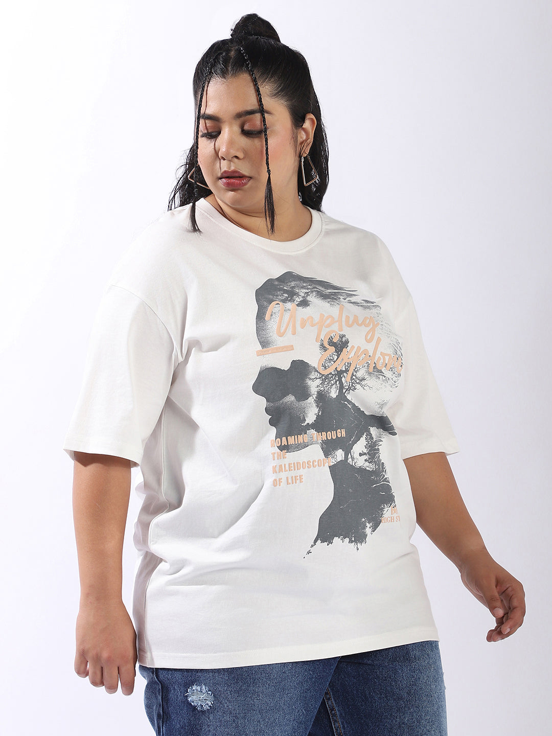 High Star Women Oversized Printed T-shirt