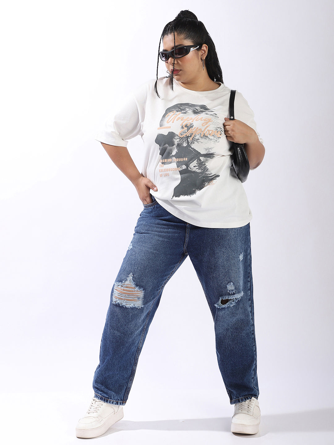 High Star Women Oversized Printed T-shirt