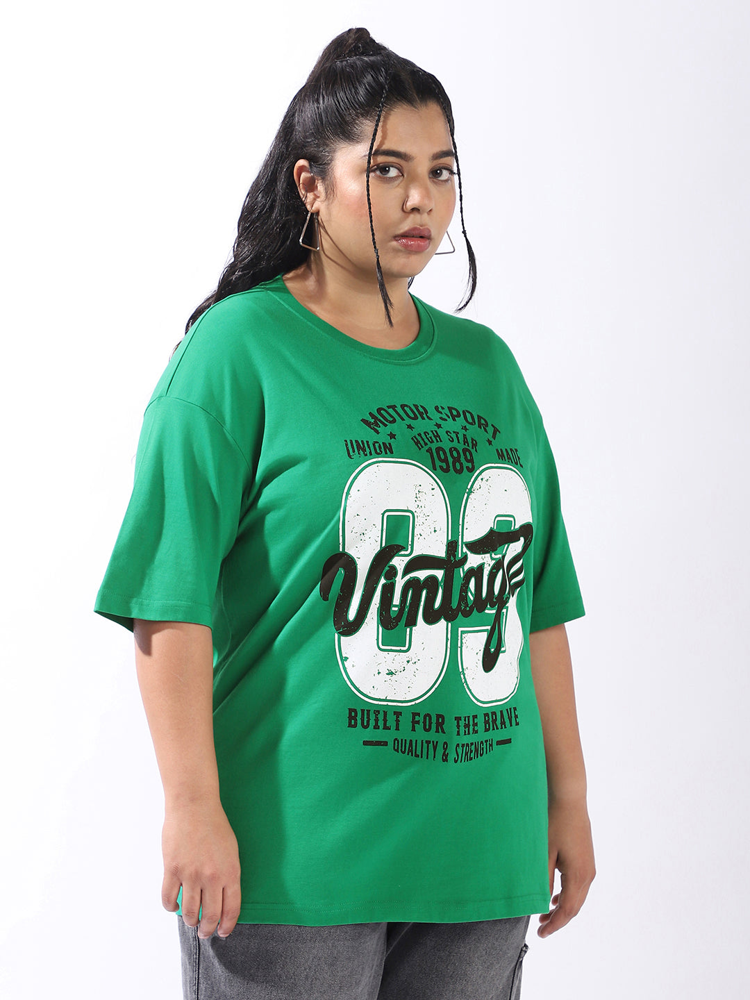 High Star Women Oversized Printed T-shirt
