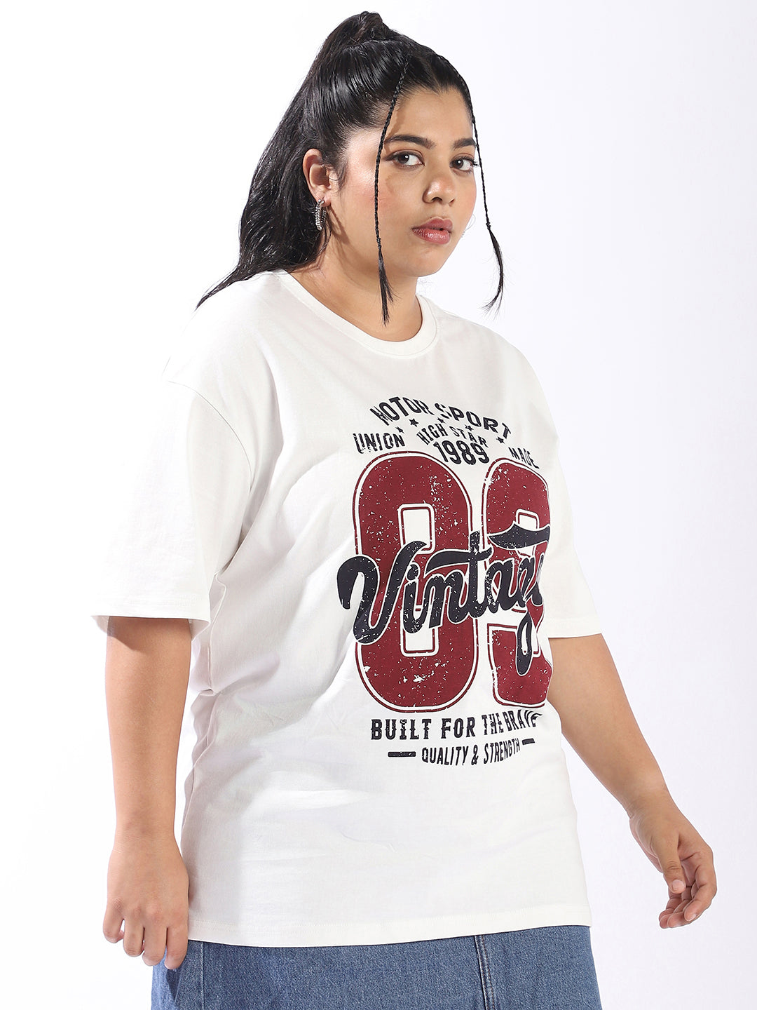 High Star Women Oversized Printed T-shirt