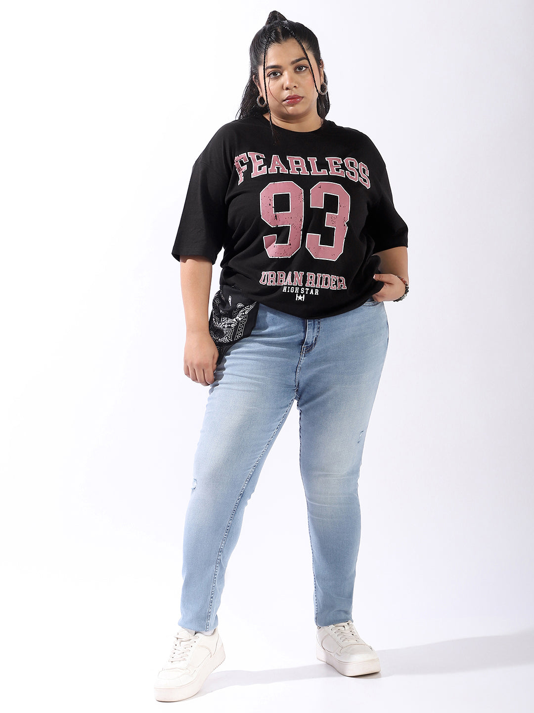 High Star Women Oversized Printed T-shirt
