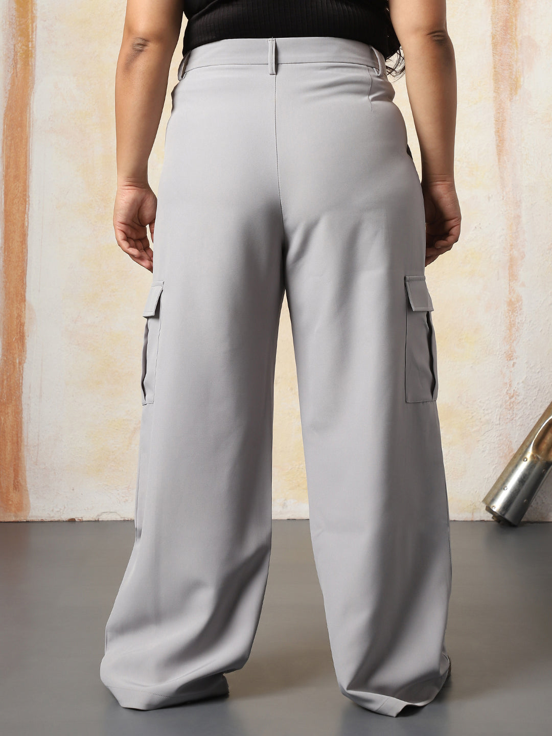 High Star Women Solid Wide Leg Korean Trousers