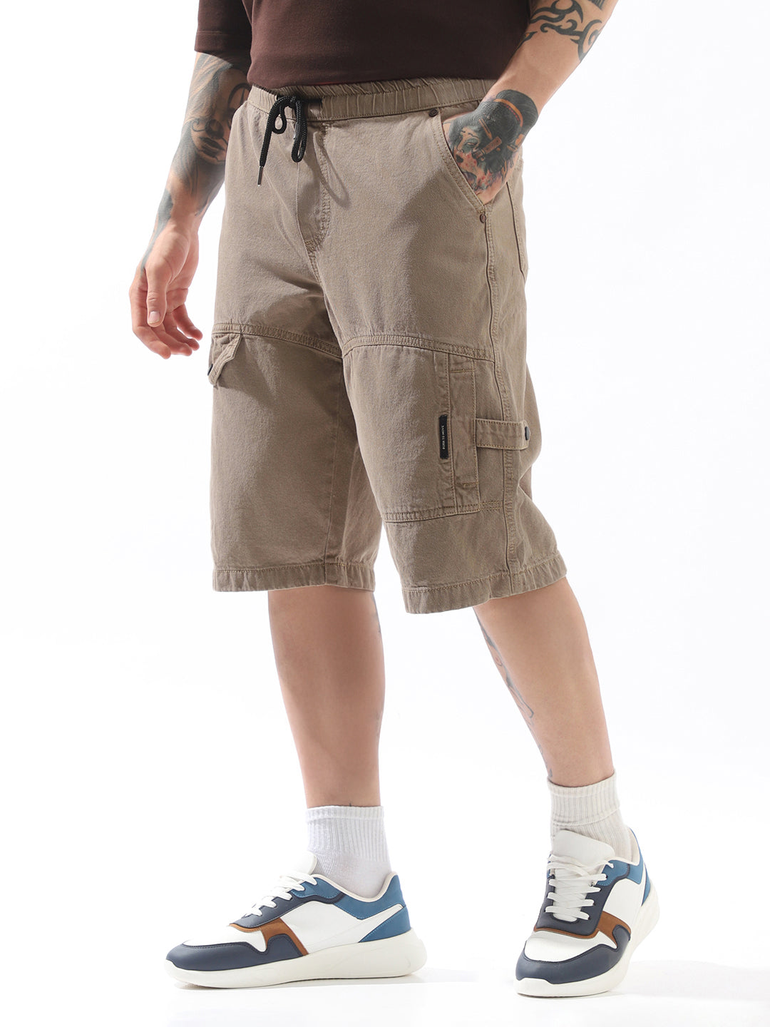Hubberholme Men Cotton Washed Loose Fit Cargo Shorts