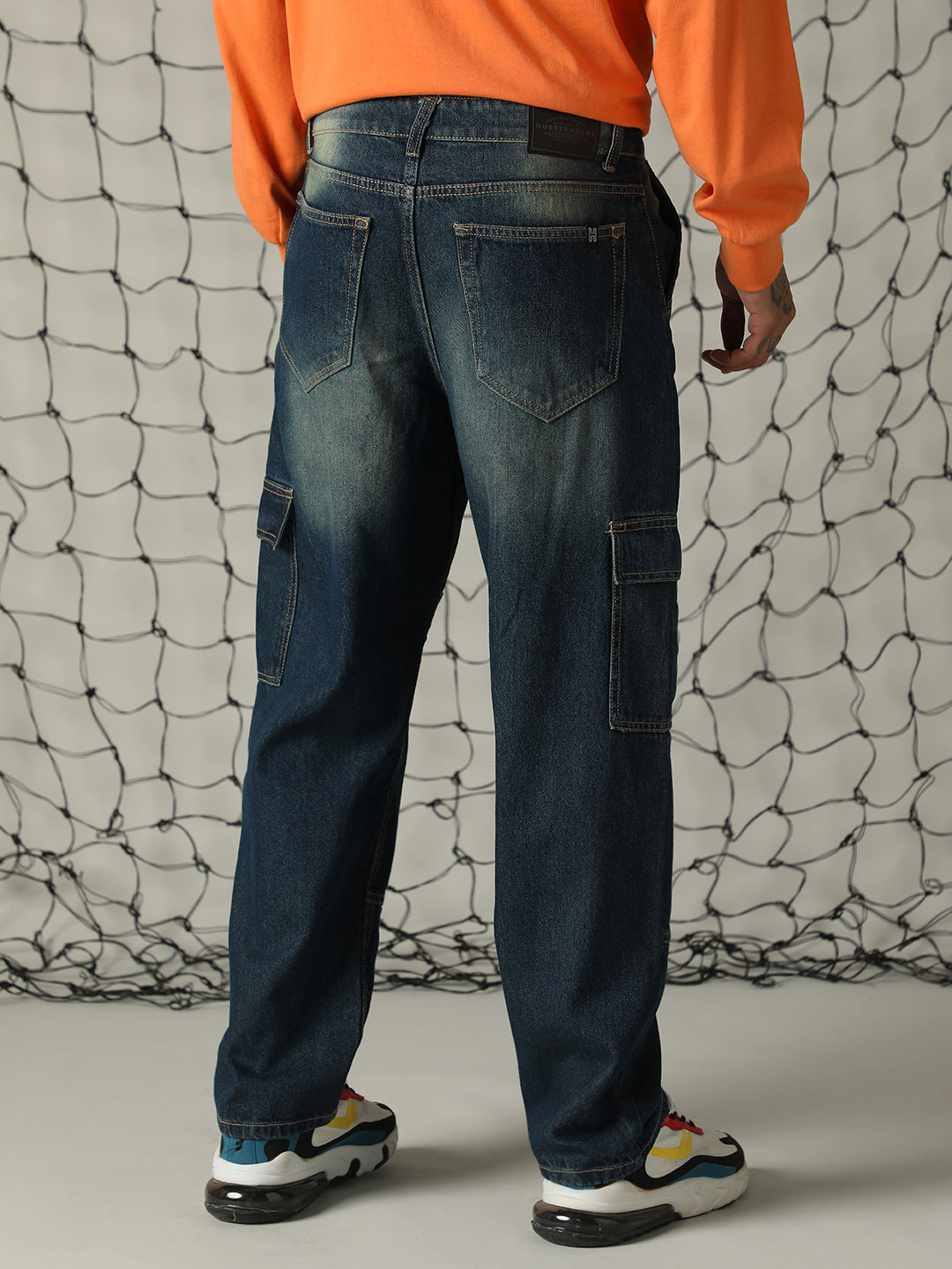 Hubberholme Men Relaxed Fit cotton Light Fade Cargo Jeans