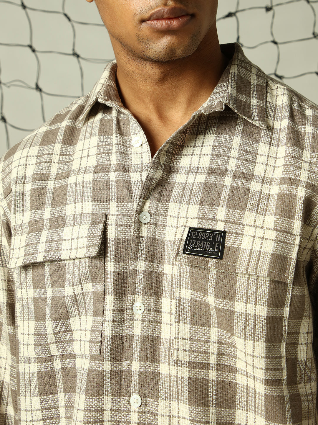Hubberholme Men Classic Spread Collar Tartan Checks Double Pockets Oversized Casual Shirt