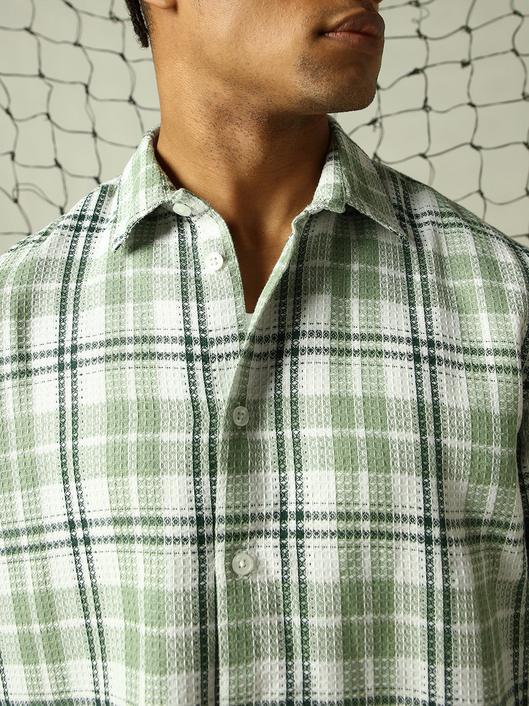 Hubberholme Men Classic Tartan Checked Textured Fabric Oversized Casual Shirt