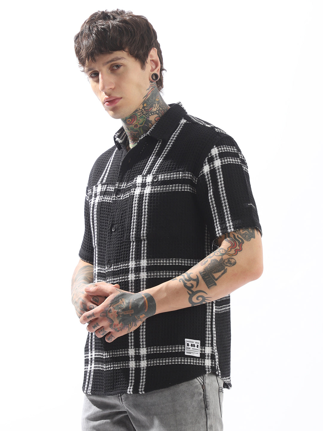 Hubberholme Men Relaxed Fit Textured Checked Casual Shirt