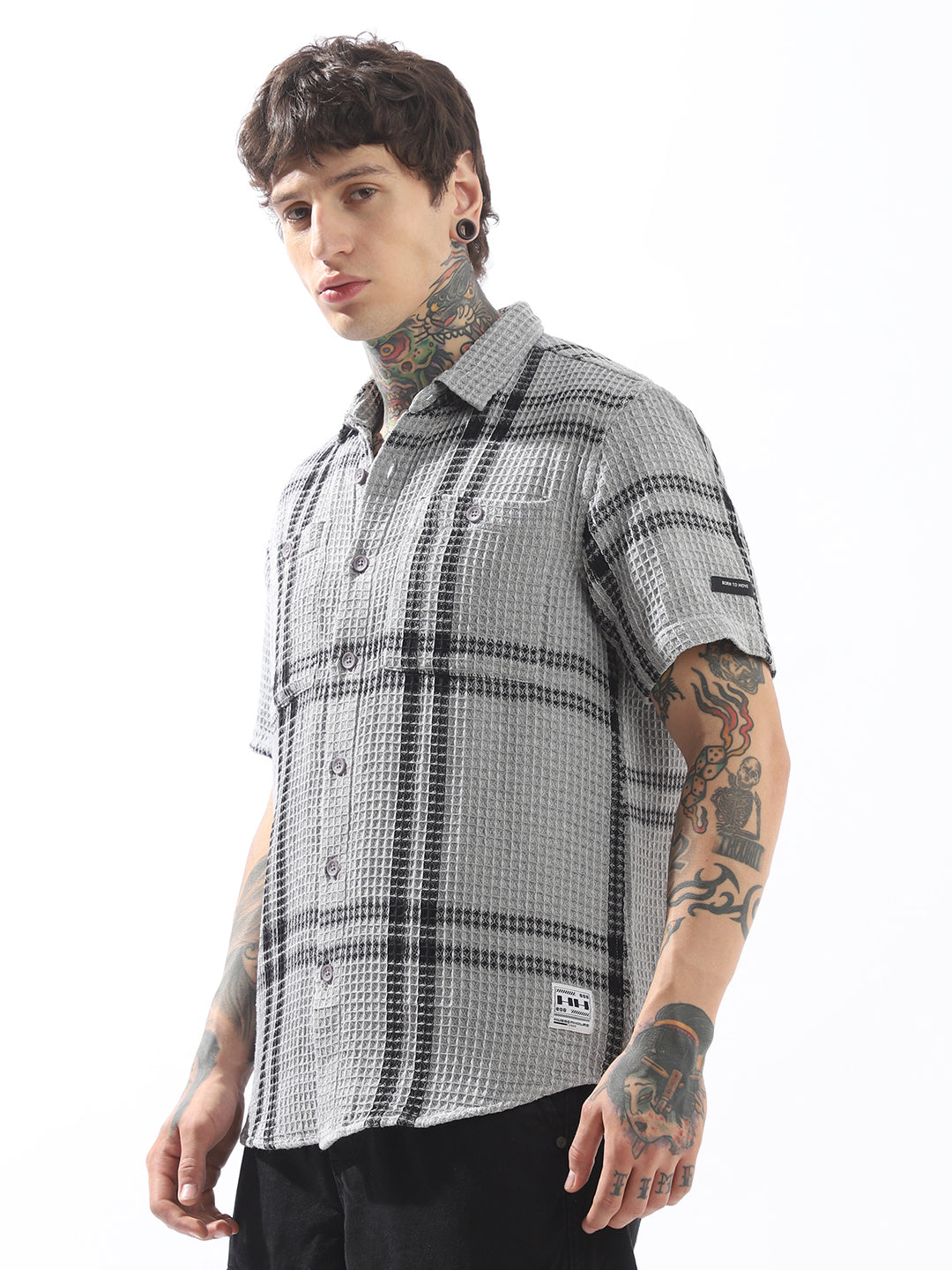 Hubberholme Men Relaxed Fit Textured Checked Casual Shirt