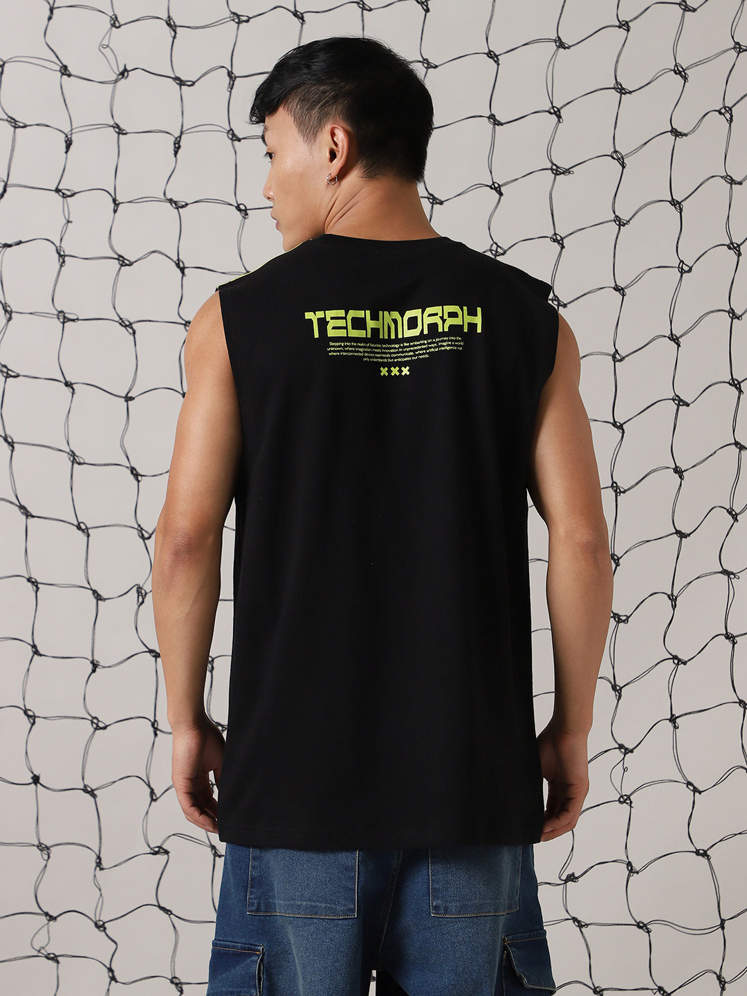 Hubberholme Men Printed Phygital Graphic Sleeveless Vest Relazed Fit T-shirt
