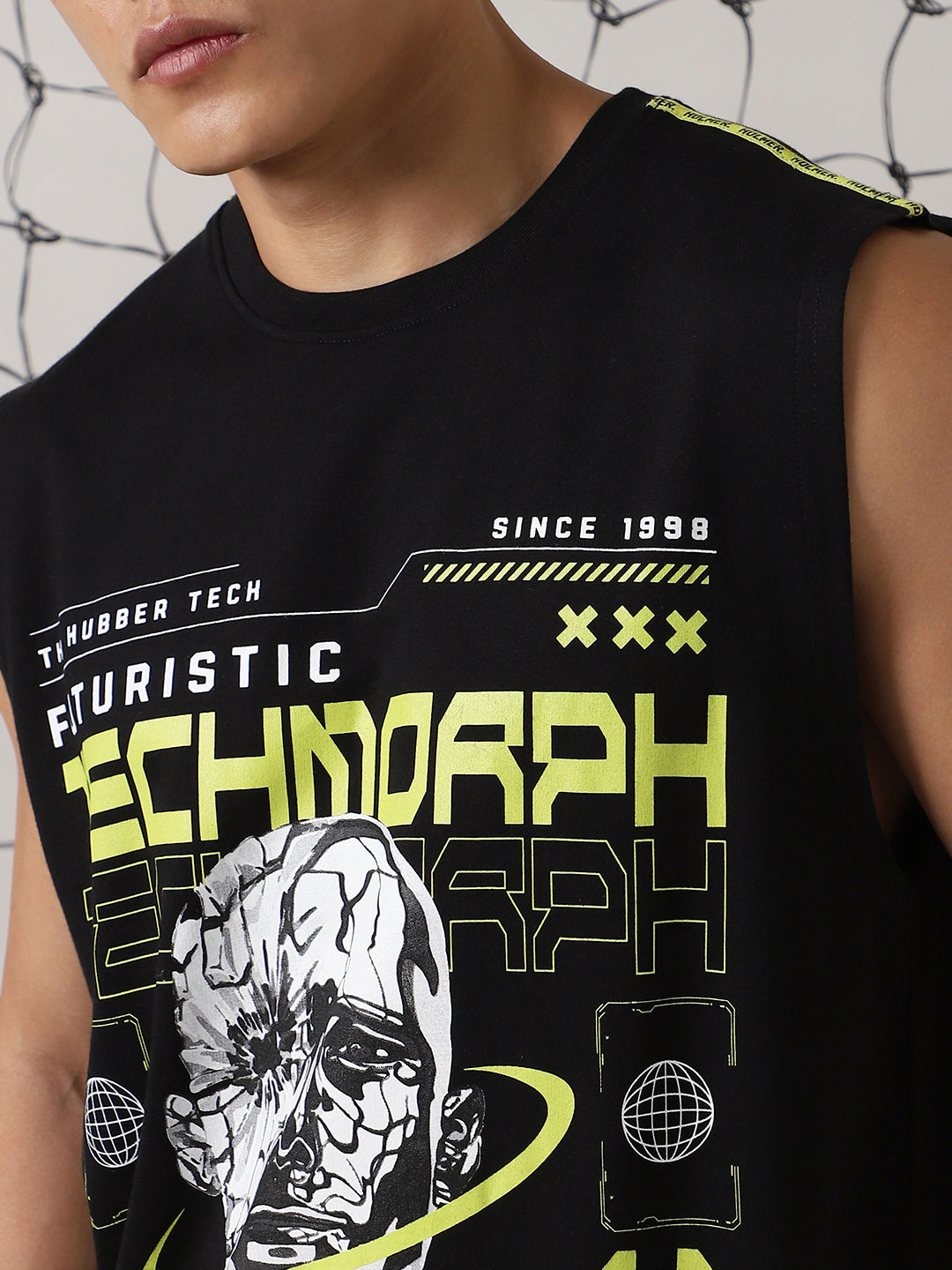 Hubberholme Men Printed Phygital Graphic Sleeveless Vest Relazed Fit T-shirt
