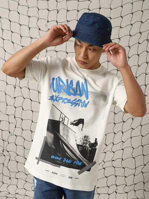 Hubberholme Men Street Graphic Printed Oversize Fit  T-shirt