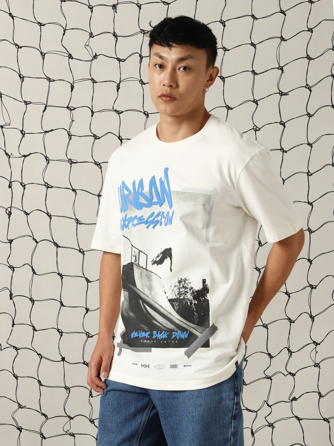 Hubberholme Men Street Graphic Printed Oversize Fit  T-shirt