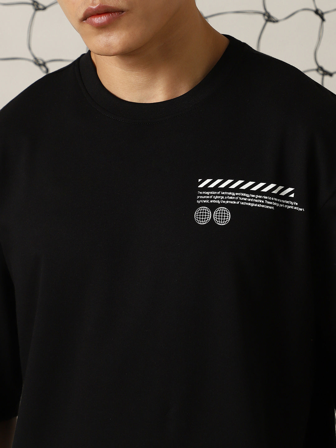 Hubberholme Men Graphic Printed Round Neck Cotton Oversized T-shirt