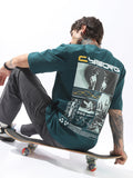 Hubberholme Men Cyborg Graphic Printed Round Neck Cotton Oversized T-shirt