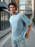 Hubberholme Men Cotton Solid Oversized Crew Neck Half Sleeves Tshirts